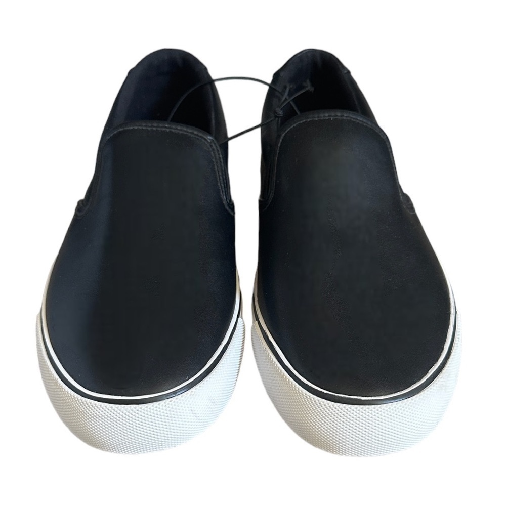 Express Black Faux Leather Classic Minimalist Slip On Sneakers Size 10 NWOT - Picture 3 of 7